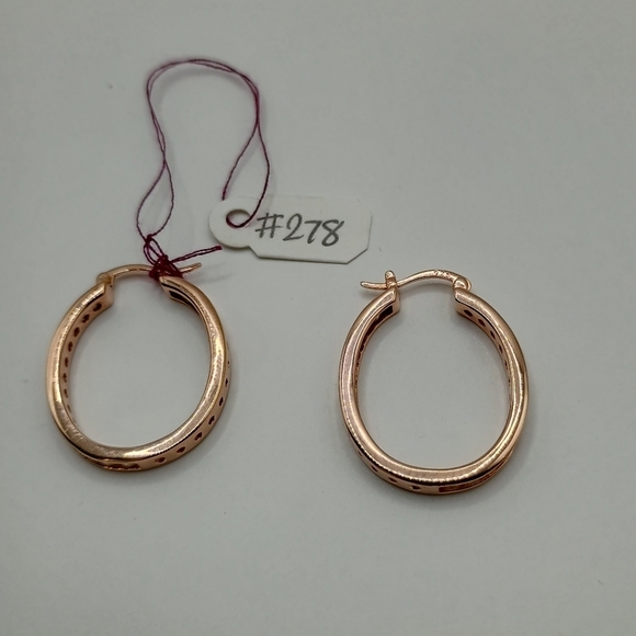 Gold Plated Hoop Earrings With Colorless Crystals - Picture 1 of 5